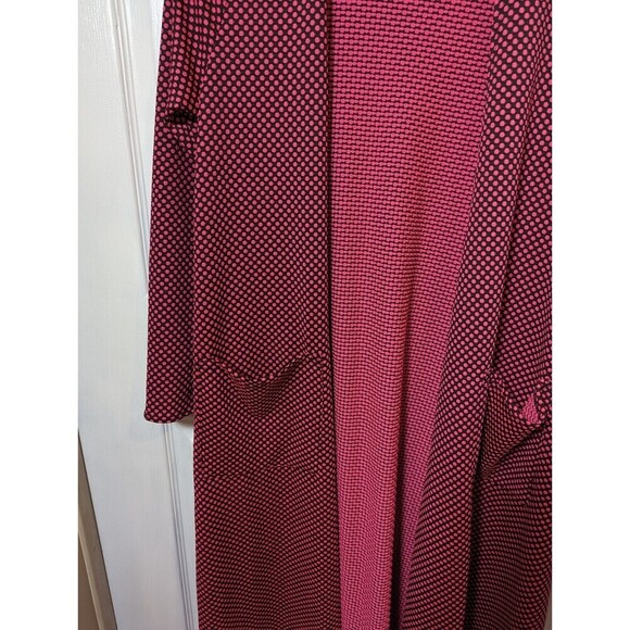 LuLaRoe SZ S Sarah long Cardigan Duster Black With Pink Polka-dots‎ Neon Rare - Picture 4 of 6
